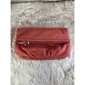 Y2k Vtg Authentic Leather Hobo Slouchy Wristlet Clutch Soft Burnt Orange Boho